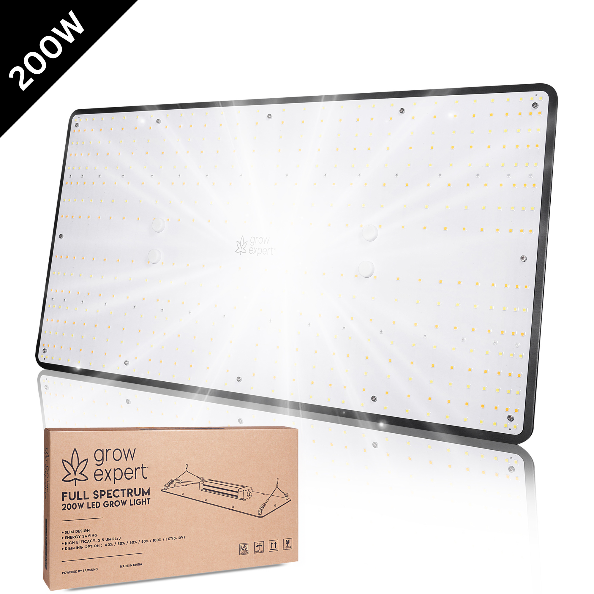 Grow Expert 200W LED Grow Lampe – Volles Spektrum & Energieeffizient