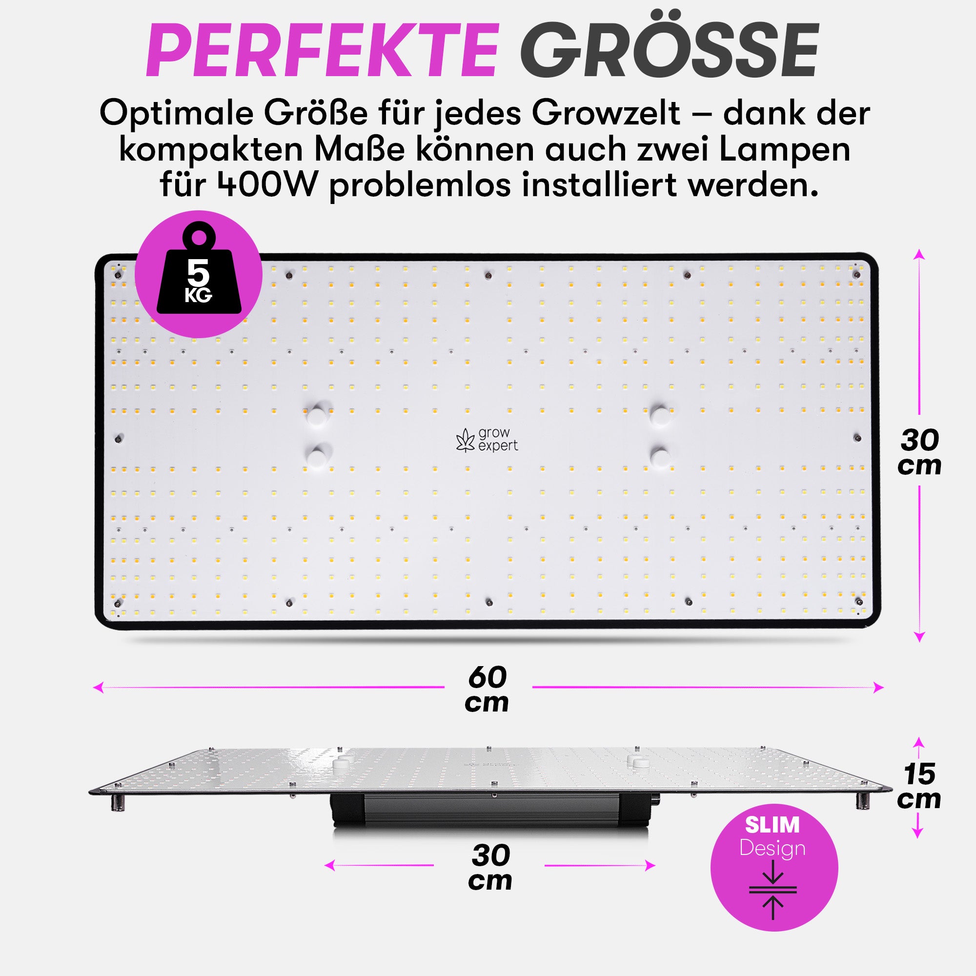 Grow Expert 200W LED Grow Lampe – Volles Spektrum & Energieeffizient