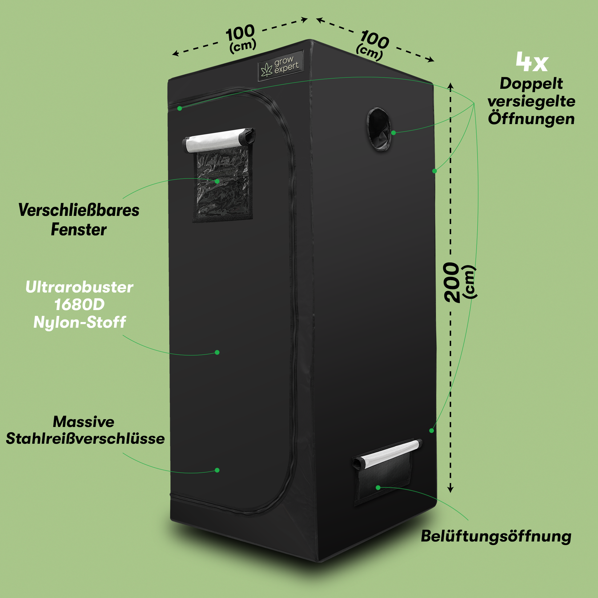 Premium Indoor Grow-Zelt 1680D – 100% Lichtdicht & Stabil