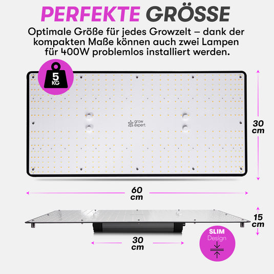 Grow Expert 200W LED Grow Lampe – Volles Spektrum & Energieeffizient
