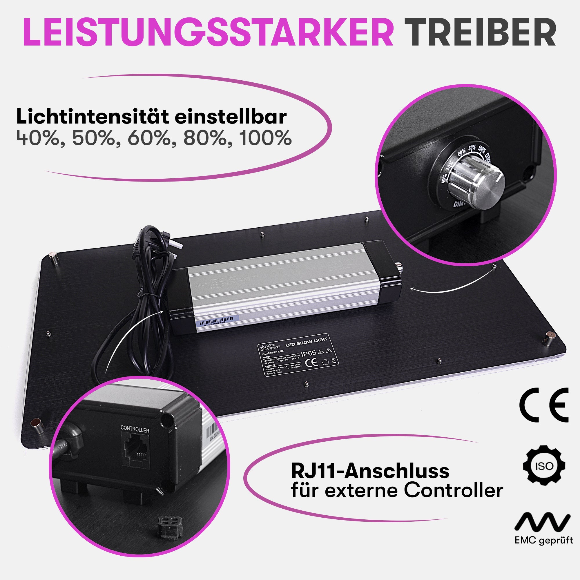 Grow Expert 200W LED Grow Lampe – Volles Spektrum & Energieeffizient